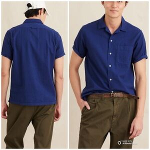 NWT Alex Mill Mens Seersucker Camp Shirt Navy Blue Button Down Cotton Size Large